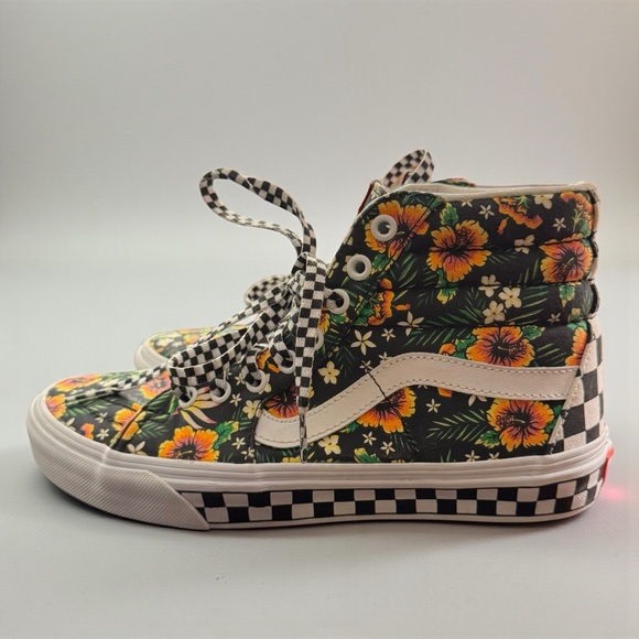 Vans Sk8-Hi Floral Sneakers Authentic Aloha Checkerboard High Top Size 8.5 - Picture 4 of 10